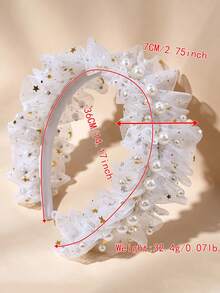 1件优雅珍珠网纱发箍,饰有星星和月亮图案,浪漫宽檐头饰,适合新娘、婚礼、庆典、派对、送礼、休闲及日常佩戴,女士适用。 - 彩色 - 查看 9