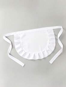 1pc Children's White Apron, Durable, Minimalist Waist Design [Floral Lace Style Randomly Shipped] - Multicolor - View 3