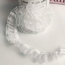 5 Yards Colorful Lace Double-Layer Ruffle Elastic Band - Suitable For DIY Clothing, Pants, Skirt Waistband And Hem Decoration - 5 Yards - View 6