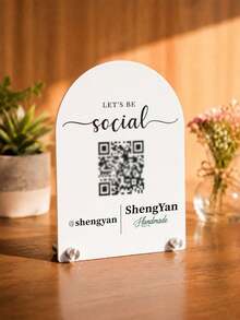 Customized Honeymoon Fund QR Code Sign, Personalized Acrylic Wedding QR Code Table Sign, Supports Scan To Pay QR Code Customization. Arched Wedding Donation Sign, Suitable For Honeymoon Fund, Couple Savings Fund And Wedding Banquet Decoration. Can Customize Groom And Bride Names And Exclusive Information Suitable For Wedding, Engagement Party, Bridal Shower - Multicolor - View 9