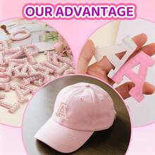 Pink Glue-Backed Pearl Rhinestone 26 Letter Stickers, A-Z Self-Adhesive Letters For Clothing Decoration, Bag Modification, Children's Shoes Embellishment, Gift Box Decoration, Scrapbook DIY, Soft Pink 3D Texture, Versatile For Sticking, Repairing, Outfit Styling And Home Decor - Multicolor - View 3