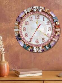 2D Flat 1pc Rhinestone Bowknot Themed Silent Decorative Wall Clock, Creative Clock Suitable For Bedroom, Living Room, Office Decor, 10/12 Inch (Batteries Not Included), 2D Flat - Multicolor - View 9