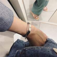 Nueva Pulsera Abierta Coreana de Doble Capa con Diseño Geométrico Irregular de Onda Cruzada para Mujeres y Niñas, Accesorios para Fiestas - Dorado - Ver 3