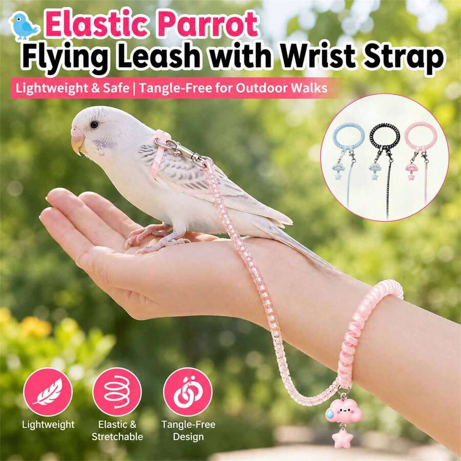 Adjustable Parrot Outdoor Harness Leash Anti-Fly Training Walking Rope For Budgie Cockatiel Sun Conure