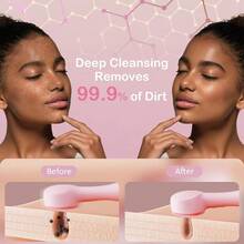 1 Piece Sweet Pink Smooth Solid Silicone Texture Silicone Facial Cleansing Brush, Electric Face Exfoliating Massager, Elegant Daily Universal Portable Waterproof Rechargeable Deep Cleansing Household Facial Skin Care Cleansing Tool Type, Multifunctional Skin Renew Scrub Device For Daily Exfoliating Blackhead Removing Pre-Sleep Relaxation, Skin Friendly Comfortable Beauty Care Facial Cleansing Tools - 彩色 - 查看 2