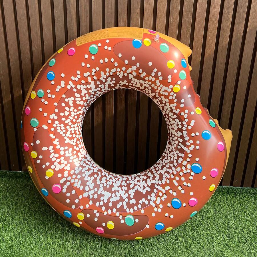 Anillo de natación para exteriores y uso doméstico con patrón de donut. Calidad reforzada. Perfecto para fiesta en la piscina. - Donas Arcoíris - Marrón - Ver 1