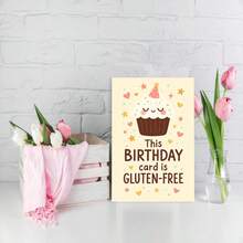 1Pc Cute Gluten Free Birthday Card With Cupcake And Celiac Disease Friendly Design - Soft Colors, Hearts, And Confetti, Suitable For Those With Celiac Disease/Gluten Intolerance - Perfect For Friends, Family, And Colleagues - Celiac Disease Awareness Gift, Birthday Party Invitation, Fun And Healthy Questions, With Playful Cupcake And Heart Patterns, Suitable For Special Occasions, Comes With A Matching Envelope For Easy Mailing - View 9