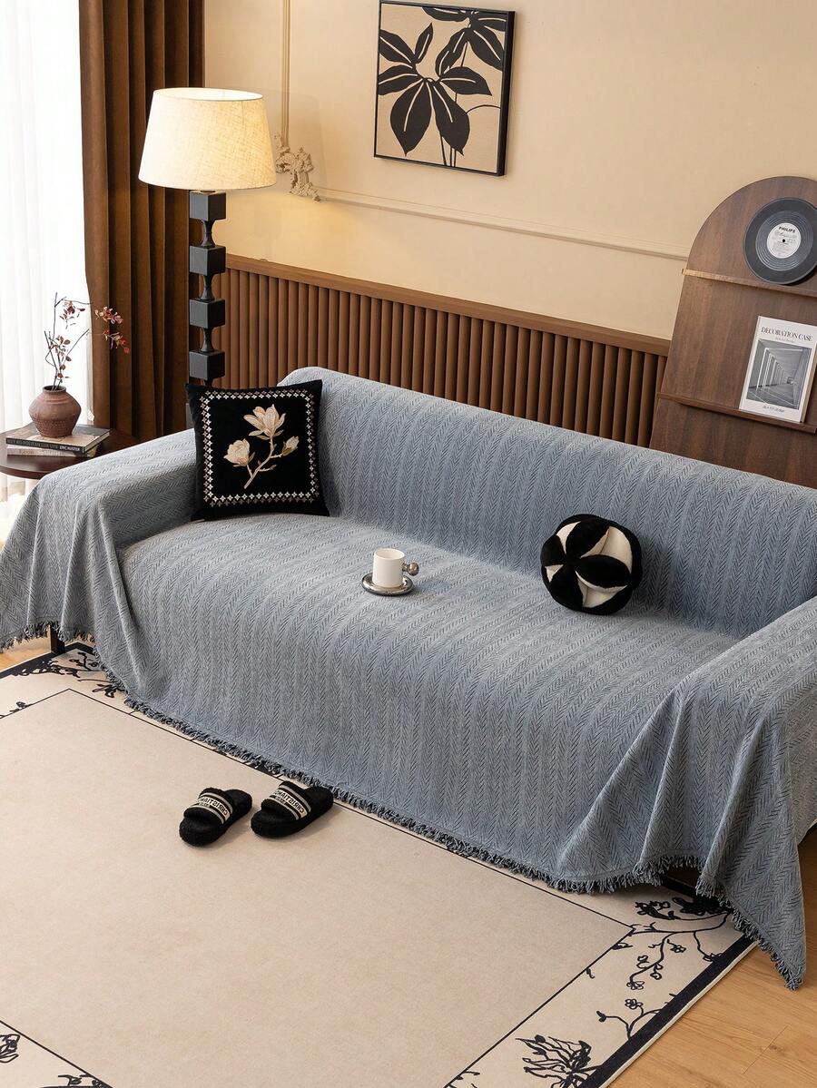 1pc Chenille Jacquard Sofa Cover Blanket, Sofa Slipcover, Sofa Throw, Styles: Pet Protection, Anti-Slip, Dust-Proof Sofa Protector, Suitable For All Seasons, Fit For L-Shaped Sofa And 1/2/3/4 Seater Sofa (Sold Individually)