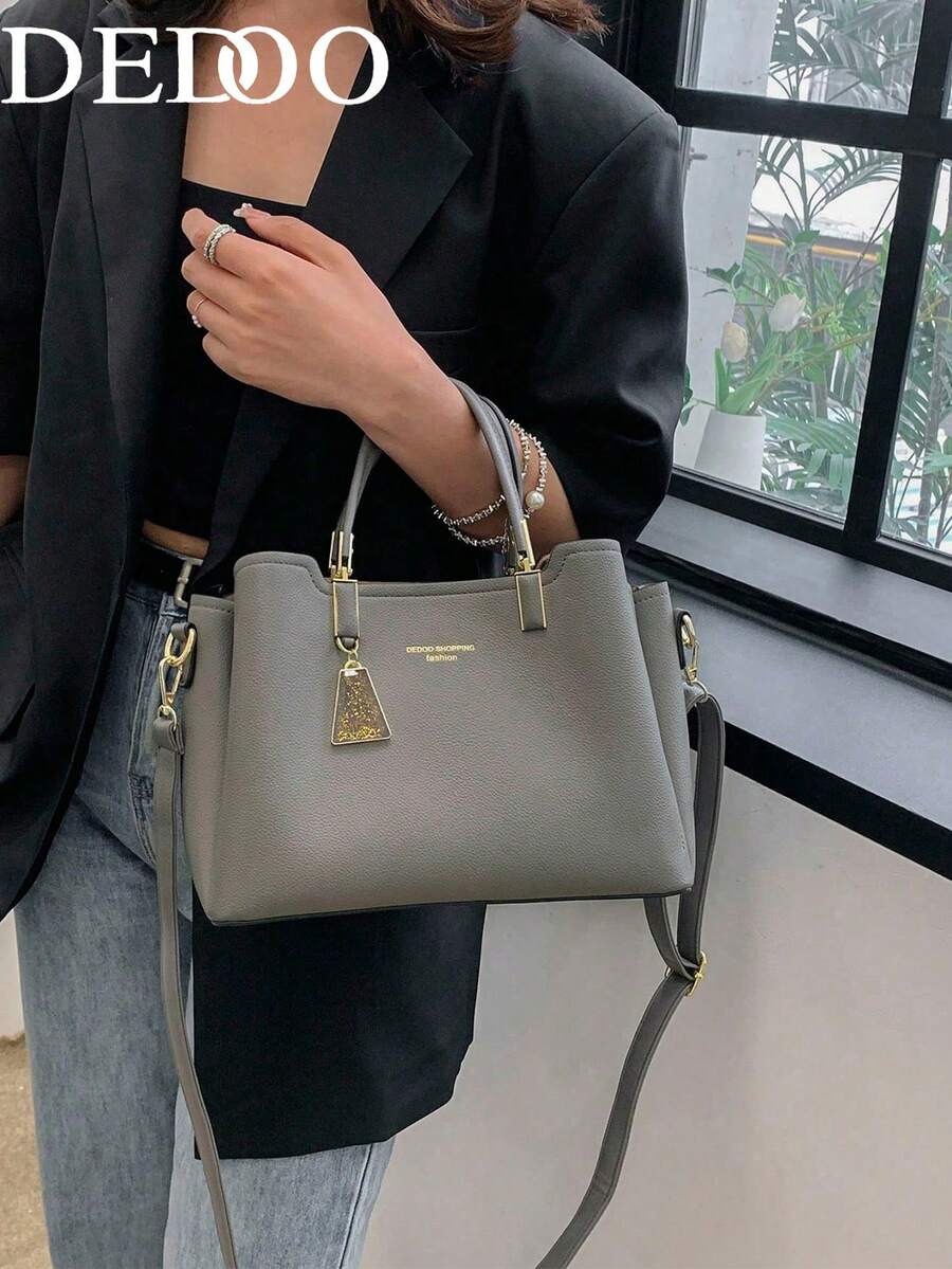Dedoo 奢华时尚多功能大容量单肩手提包，优雅女士手提包，女士礼物 - 灰色 - 查看 1