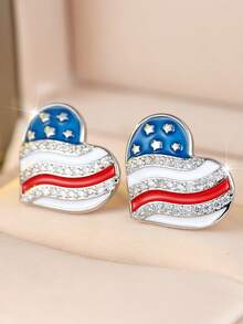 A Set Of 4 Elegant And Stylish Heart- And Star-Shaped Earrings For Women, Set With Cubic Zirconia. Women's Jewelry, Perfect For Special Occasions. - Multicolor - View 4