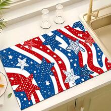1pc Abstract American Flag Pattern Absorbent Dish Drying Mat, Home Decor, Dish Drying Pad, Espresso Machine Countertop Absorbent Mat, Sink Drain Mat, Soft Faucet Absorbent Mat, Sink Cup Mat, Kitchen & Bathroom Accessories - Multicolor - View 4