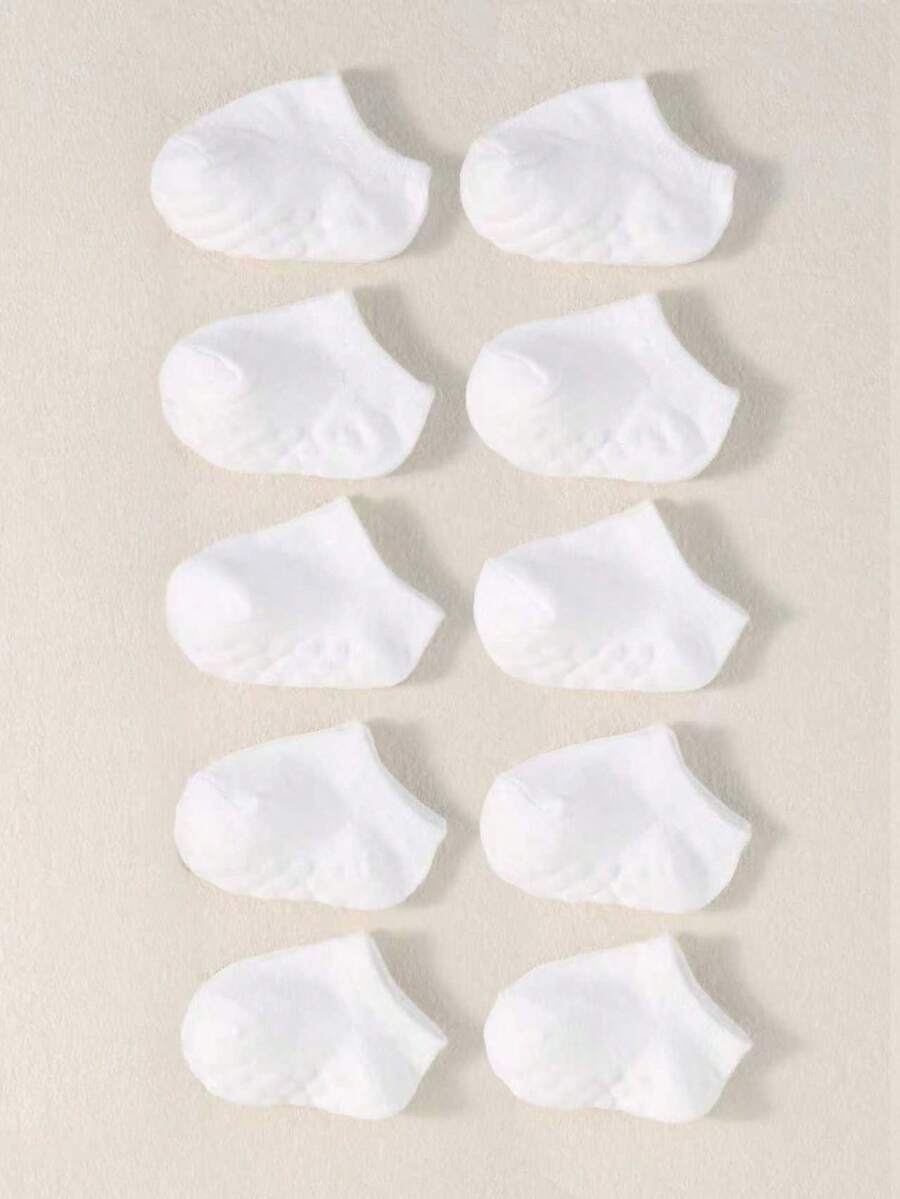 10双装幼儿防滑袜,可爱婴儿防滑中筒袜,新生儿防滑短袜 - 白色 - 查看 1
