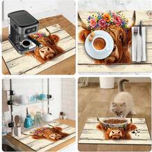 1pc Dish Drying Mat, Coffee Machine Mat, High-Density Floral Wooden Pattern Absorbent Draining Pad, Suitable For Dining Table, Coffee Bar, Kitchen Countertop Decor, Multi-Purpose Drainage Mat, Home Gift, Desktop Decor - XYLSD-446 - View 11