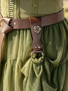 1件 PU皮革玫瑰裙腰帶，文藝復興中世紀維京風格，適用於市集、LARP、Cosplay服裝腰帶，派對用 - A - 查看 4