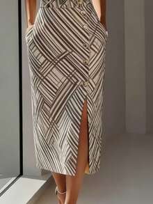 Striped Fashionable, Elegant And Comfortable Casual Dress For Office And Daily Wear Summer - Multicolor - View 4