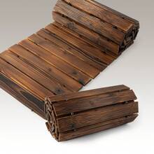 12 FT Straight Wooden Garden Pathway 1 PCS With Non-Slip Surface, Roll Out Wooden Pathway Rustic Path Decorative Boardwalk (Brown) - 12FT - View 8