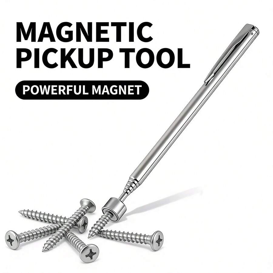 2PCS Stainless Steel Telescopic Magnetic Tool - Manual Iron Suction Rod, Multi-Scenario Use, Suitable For Hard-To-Reach Areas, No Battery Required, Ideal For Car And Construction Repair, Metallic Glossy Surface, Durable And Sturdy