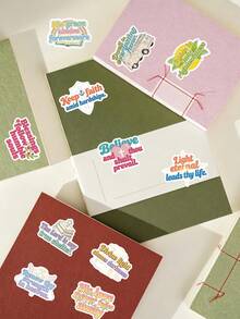 55 Piezas de Pegatinas Motivacionales de Fe Cristiana - Estilo Vintage Americano con Citas Inspiradas en las Escrituras Curativas, Adhesivo Resistente al Agua para Diario, Cuaderno, Funda de Teléfono, Botella de Agua, Decoración DIY de Equipaje, Suministros para Scrapbooking, Accesorios de Escritorio - ATKS10109 - Ver 3