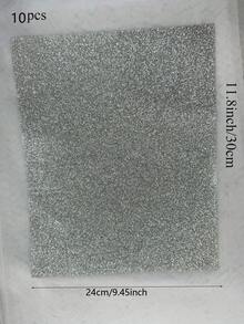 2/4/10张装 11.8英寸 x 9.45英寸 银色闪光热转印乙烯基贴纸，适用于复活节服装装饰；14张装 银色闪光热转印乙烯基贴纸，适用于T恤、帽子、服装，兼容Cameo热压机 - Transfer Film - 查看 12
