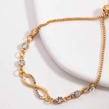 Pulsera de infinito con strass ajustable, joyería de moda - Dorado - Ver 5