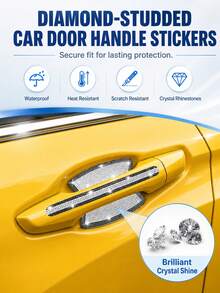 8pcs/4pcs Película Protectora de Manija de Puerta de Coche con Brillo de Cristal, Ajuste Universal para SUV, Sedán, Camioneta, Pegatinas Protectoras de Cuenco de Puerta, Accesorios Decorativos Anti-Arañazos para Coche - Estilo A - Ver 3