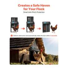Automatic Chicken Coop Door, Battery Powered Chicken Coop Door With Timer & Manual Setting, Anti-Pinch Security, Durable Aluminum Alloy, Auto Chick Run Gate Opener With Waterproof Sealing, Black - Black - View 4
