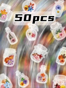 SCXXBSW 50pcs Romantic Dried Flower Stickers On Transparent PET Film; Ideal For Decorating Bullet Journals; Self-Adhesive; Perfect For Doodling, Office Chairs, Backpacks And Stationery; Suitable As Party Favours And Gifts; Suitable For Year-Round Use - A - View 10
