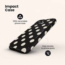 1pc Black Polka Dot UV Printed Pattern Design Leather Texture Phone Case - Multicolor - View 2