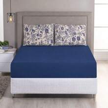 Single Bed Sheet Set, Printed, 100% Cotton Jersey Knit, With Elastic, 2 Pieces - 海洋 - 查看 1
