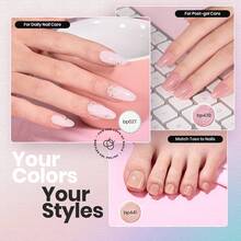 Beetles 12 Colors Jelly Pink Glitter Nail Polish Set, Quick Dry Air Dry Fingernail Polish, Chic DIY Spring Nail Art Home Use - 12 Colors Serenely Chic - 查看 4