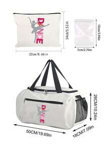 Dance Print Fitness Travel Bag Set, Ballet Fitness Bag With Shoulder Strap, Portable Makeup Bag, Large Capacity Sports Travel Bag, Fashionable Weekend Travel Bag, Suitable For Dance Classes, Fitness, Travel, Gymnastics And Practice, Ideal Gift For Dance Students, Women, Friends, Lovers, Unique Birthday Gift, Holiday Gift, Party Gift, Vacation Gift And Back To School Gift - Multicolor - View 11