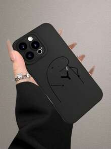 1 buah Casing Pelindung Lembut Matte Hitam Kompatibel dengan Apple, dengan Desain Seni Garis Abstrak 2D Unik, Kreatif, Minimalis, dan Estetik. - Hitam - View 2