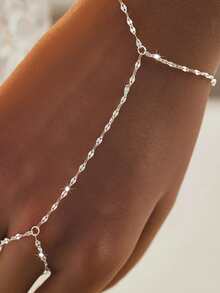 1pc S925 Sterling Silver Minimalist Shimmering Tassel Finger Chain Bracelet For Women, Elegant & Fashionable, Travel Vacation Vibe, Layering Bracelet, Niche Tassel Design, & Versatile - Chain - View 14
