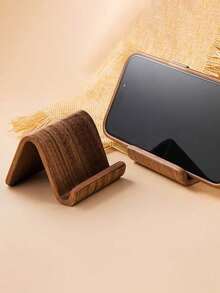1-Piece Vintage Wooden Phone Stand, Suitable For Office Desk, Dining Table, Desk Or Office Decor, With Phone Storage Rack, Compatible With All Smartphones - Multicolor - View 2