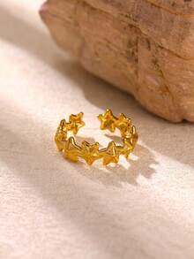 1pc Women's Stainless Steel Star Ring Suitable For Daily Wear - JZ9625 - View 2