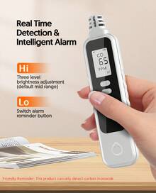 Battery Operated Handheld Carbon Monoxide Detector, Portable CO Gas Monitor With Audible Alarm, LCD Real-Time Display And Low Battery Reminder, Compact Tester For Home, Camping, Travel And Outdoor Use - White - View 3