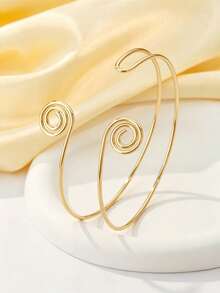 1pc New Punk Style Metal Spiral Bracelet Arm Band - Gold - View 14
