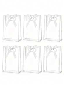 10 pièces/5 pièces/1 pièce Sacs cadeaux en plastique transparent avec bordure en ruban de satin vert, sacs de transport pour emballage de cadeaux de fête, rangement et organisation d'articles, convient pour les mariages, les célébrations d'anniversaire, les fêtes à thème, les enterrements de vie de jeune fille, les pendaisons de crémaillère, les événements à thème vintage, les anniversaires, les célébrations de la rentrée scolaire, les douches de mariée - Taille unique - Voir 10