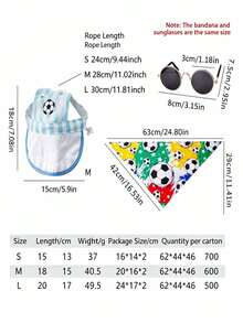 World Cup Soccer Pet Hat & Bandana Set For Cats & Small Dogs. Adjustable Cotton Sun Hat With Soccer Embroidery & Striped Brim + Soft Triangle Scarf With Star Player Print, Breathable, Comfortable Chin Strap, Ideal For Sports Events, Photo Shoots & Outdoor Activities, Fits Kittens, Puppies & Small Pets - Multicolor - View 12