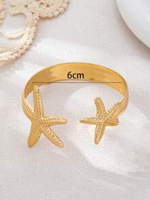 1 buah Gelang Logam Minimalis Berbentuk Bintang Laut yang Modis, Cocok untuk Wanita - Yellow Gold - View 4