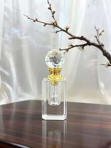 3ml Exquisite Vintage Style Transparent Geometric Pattern Enamel Decorated Dropper Bottle, Small Refillable Container, Portable Travel/Holiday Personal Care, Perfume And Essential Oil Dispenser Bottle, Perfect Gift For Girls (Bottle Only) - Clear - View 9