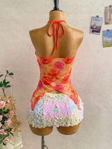 Top de tirantes asimétrico con decoración de conchas marinas para mujer, adecuado para vacaciones en la playa, verano GZJK - Rosa coral - Ver 10