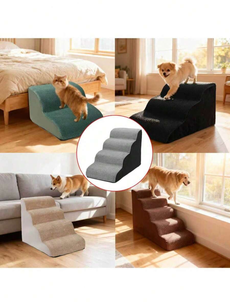 Haustiertreppe, Hundekletterstufen, rutschfeste Kletterstufen, geeignet für kleine, mittlere und große Hunde zur Verwendung auf dem Bett, Katzen-Nachtschrank-Kletterleiter - Verschiedenfarbig - Übersicht 1