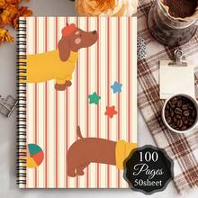 1 Stück süßes Dachshund Spiralbuch - Planer & Tagebuch mit Dachshund-Motiv Umschlag (rote Kappen, Pullover, gestreifte Muster) - handliches tragbares Tagebuch für Haustierliebhaber - Geburtstagsgeschenk für Dachshund-Besitzer - C - Übersicht 6