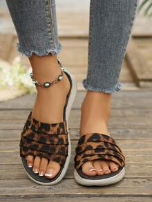 2026 Women's Bohemian Braided Double Strap Platform Sandals, Summer Casual Beach Comfortable Open Toe Flat Slides - Brown (A076) - View 6