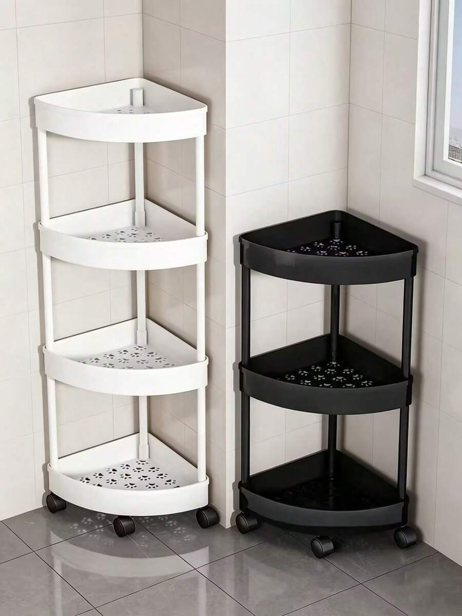 1pc Modern 3/4/5 Tier Corner Shelf, Foldable, Self-Assembly Required, Suitable For Bathroom, Kitchen, Cosmetics And Toiletries, Multifunctional Storage Basket - Multicolor - View 1