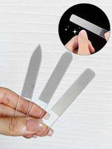 Juego de limas de uñas de vidrio, lima exfoliante para el cuidado de manos y pies, pulidor de uñas para dar forma y pulir, herramienta de manicura fácil de limpiar - transparente - Ver 2