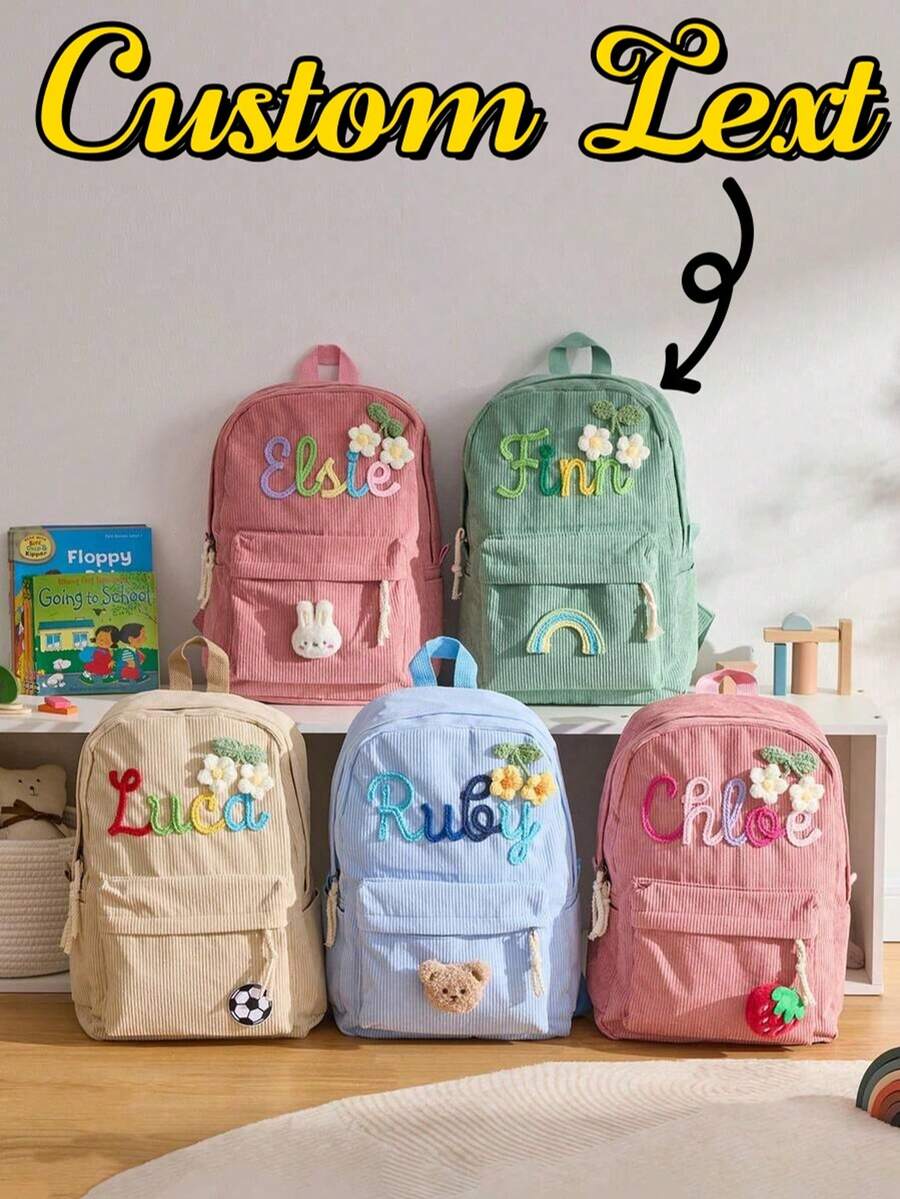 1pc Customized Backpack, Personalized Letter Backpack, Handmade Embroidered Memorial Backpack, Travel Backpack, Gift For Girlfriend, Gift For Mom, Bridal/Bridesmaid Party Gift, Back To School, Travel Essential, College Essential, Unique Gift