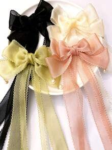 Kẹp tóc nơ organza lấp lánh phong cách tiên nữ Hàn Quốc, phụ kiện tóc cài sau đầu phong cách rừng ngọt ngào thanh lịch - Nhiều màu - Xem 10