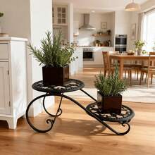Multi-Layer Metal Plant Stand In 1/2/3/4/5/6/7 Tiers And Vintage Bicycle Style. Rustproof Coating, Stable Anti-Tilt Base And Ample Storage. Foldable Space-Saving Shelf For Indoor & Outdoor Decor Of Balcony, Living Room And Garden. - 2層花架 - 查看 7